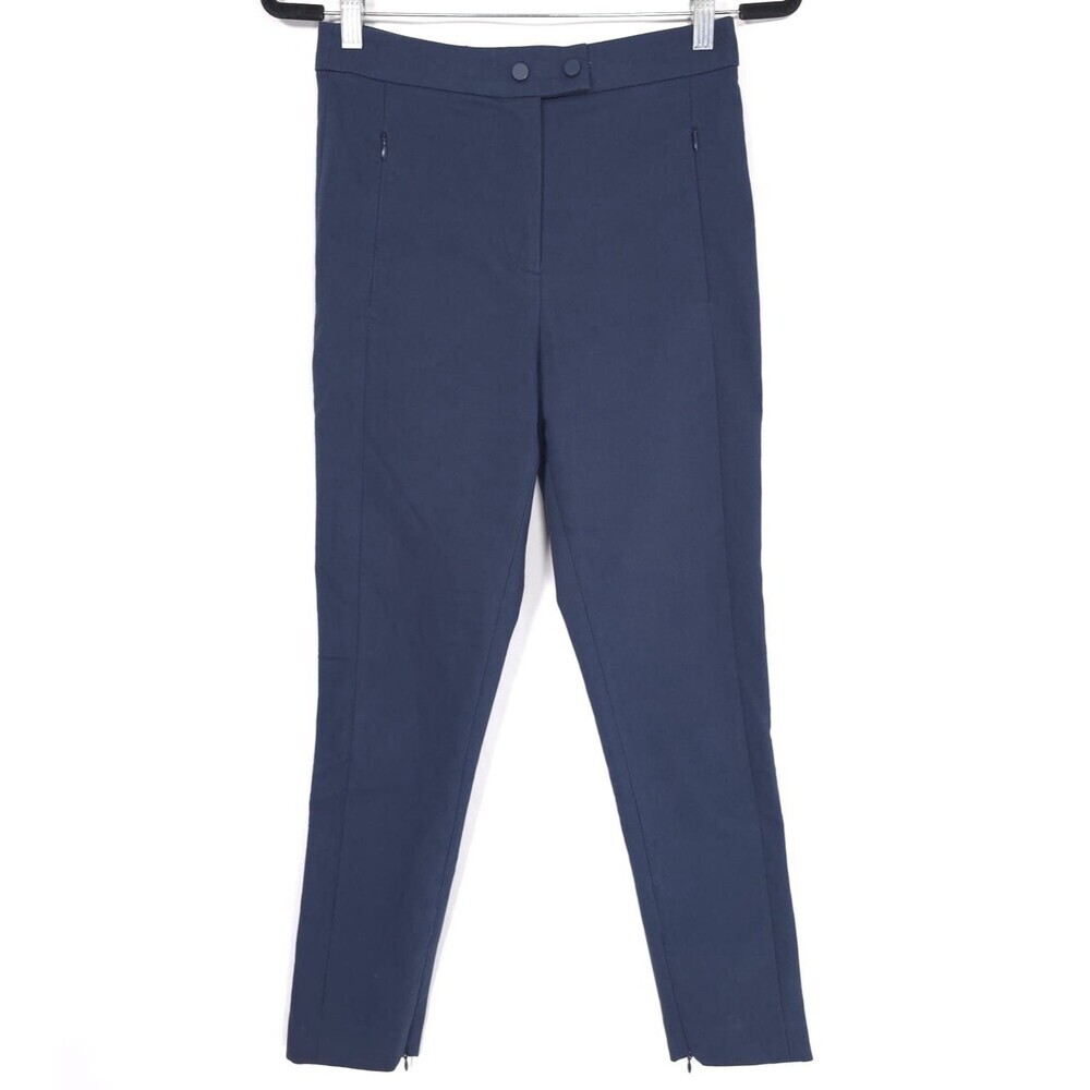 WHISTLES Women’s Pants Size 4 Stretch Cotton Navy Trousers Ankle Zip